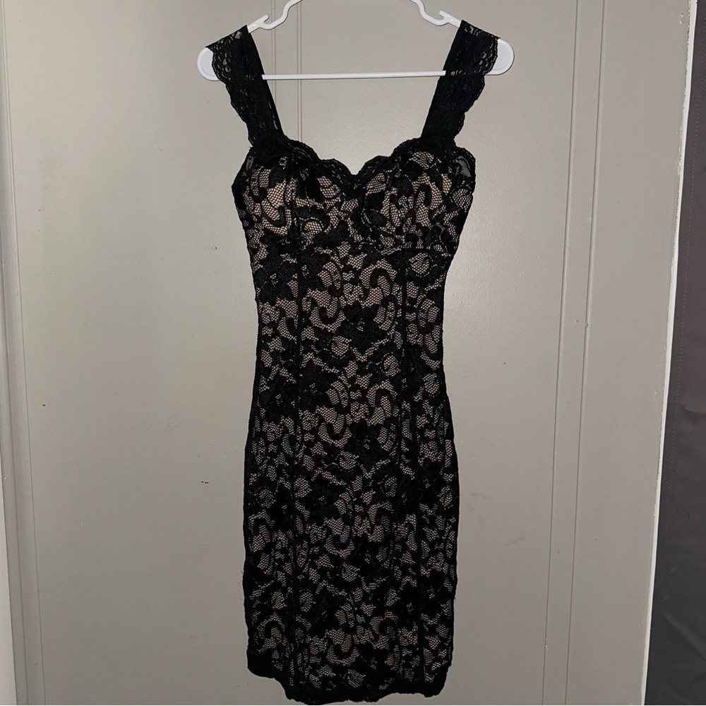 Frederick's of Hollywood Black Lace Overlay Dress